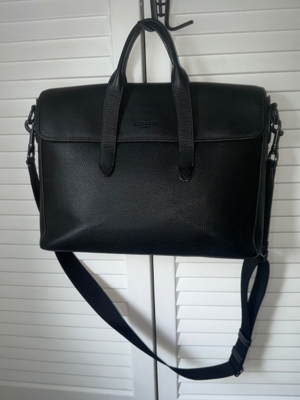 Coach Sullivan Portfolio Brief In Black Pebble Leather C9875 QB/Black
